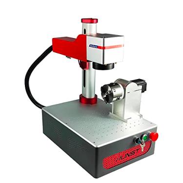 Imagem de Máquina de marcação a laser de fibra HUNST MAX 30W, gravadora de metal em aço inoxidável para marcação de metal (Red 30W D80 Rotary)