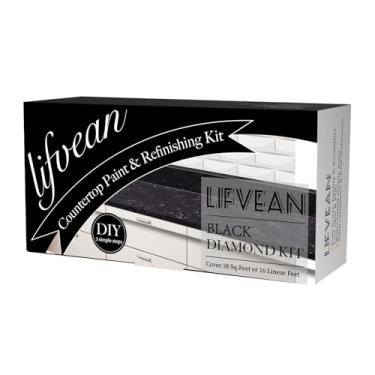 Imagem de LIFVEAN Kit de pintura de bancada de granito - Kit de acabamento de bancada de diamante preto DIY Kit de ressurgimento de bancada funciona na cozinha e banheiro