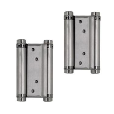 Imagem de Kit 2 Dobradiças P/Portas Bang Bang - Vai Vem 4 Polegadas - Reforçada Inox 25kg Acabamento Escovado