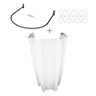 Imagem de Kit Provador Cortina Branca E Arco 70X70 Para Loja De Roupas