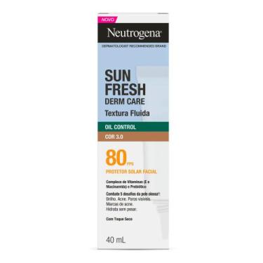Imagem de Protetor Solar Facial Neutrogena Sun Fresh Derm Care FPS80 Cor 3.0 Oil
