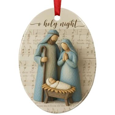 Imagem de Enfeites de Natal 2025, Presépio Oh Noite Santa, Ornamento Decorativo Religioso, Lembrança de Férias de Inverno, Presentes Cristãos, Mulheres, Família, Amigo Bebê Jesus, Nascimento, Árvore de Natal
