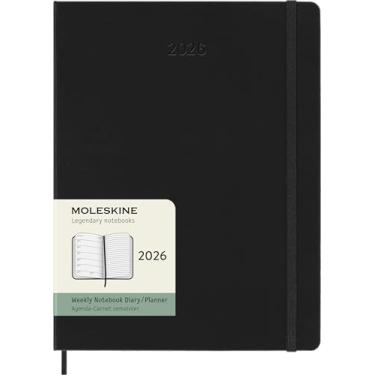 Imagem de Moleskine Classic 12 Month 2026 Weekly Planner, Hard Cover, XL (7.5" x 9.75"), Black, 144 pages