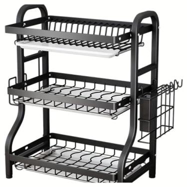 Imagem de Escorredor De Pratos Preto De Aço Inoxidável De 3 Camadas