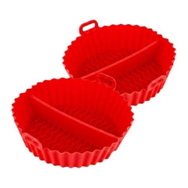 Imagem de Kit 2 Forma Assadeira Antiaderente Forro Silicone Fritadeira Flexível 
