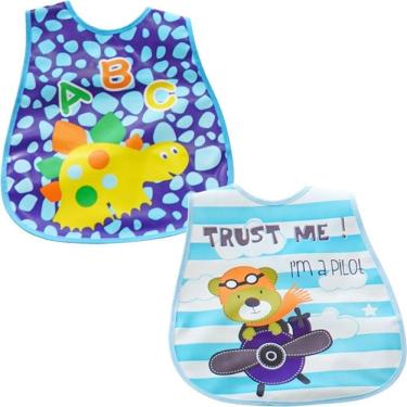 Imagem de Kit 2 Babador Encanto Para Bebê 45x28cm Dino-urso