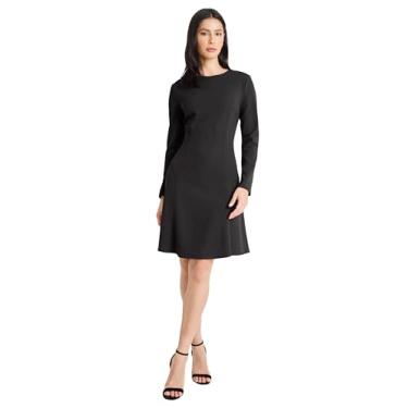 Imagem de Maggy London Vestidos femininos de manga comprida e gola redonda para trabalho profissional para escritório, Preto, 46