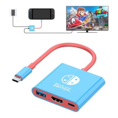 Imagem de Portable Switch 2 Docking Station Replacement Support with 4K@60Hz HDMI Adapter/USB Port/Type C Port for Switch 2/Oled/1