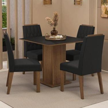 Imagem de Conjunto Sala De Jantar Tampo De Madeira 4 Cadeiras Rustic/preto/oxfor