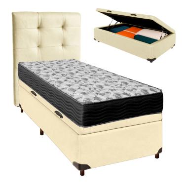 Imagem de Kit Cama Box Bau + Cabeceira + Colchão Solteiro D33 - Iso100 - Ortobom