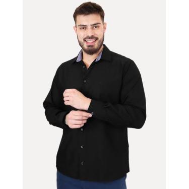 Imagem de Camisa Dudalina Masculina Comfort Tricoline Lisa Preta, L/G