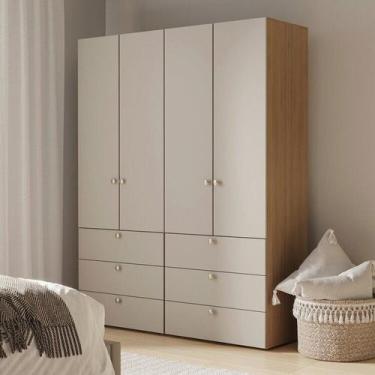 Imagem de Guarda-Roupa 2 Módulos 4 Portas 6 Prateleiras 6 Gavetas Frame CabeCasa