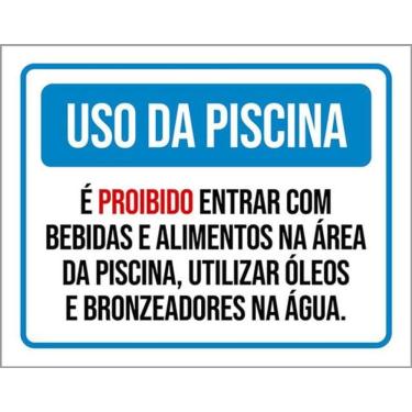 Imagem de Kit 3 Placa Da Piscina Proibido Entrar Com Bebidas 36X46