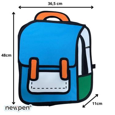 Imagem de Mochila Bolsa Escolar 2D Desenho Cartoon Newpen Azul Grande