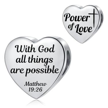 Imagem de MiiFort Berloque de coração de amor com versículo bíblico, pulseiras Pandora, religião, aniversário, presente para mulheres, filha, aço inoxidável, One Size, Aço inoxidável, Sem Pedra Preciosa