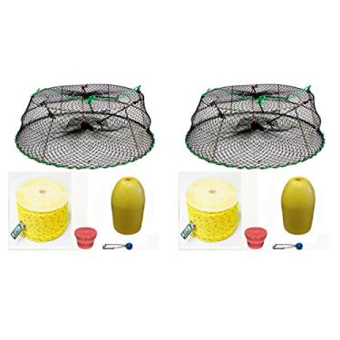 Imagem de Pacote com 2 Armadilhas de Prato de Aço Inoxidável Estilo Torre com Corda de Poliéster 5/16" x 400' com Peso Linho, Boia de Bala de 27,94 cm e Frasco (CT76+PP4+TW10+F11Y+HB5)x2