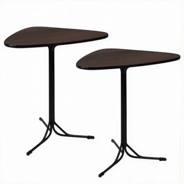 Imagem de Kit 2 Mesas Triangular Alta para Lanchonete Gourmet Tampo 15mm Industrial 60x60 Castaine