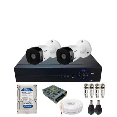 Imagem de Kit CFTV 2 Câmeras Intelbras 1120b Hd Dvr De 04 Canais Alta Performance Acompanha Hd 500gb No Dvr