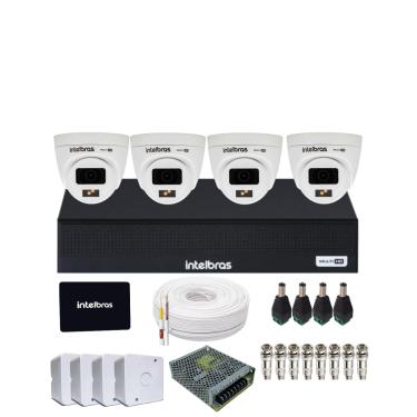 Imagem de Kit 4 Câmeras Intelbras Full Color 1220D Imagens Coloridas Dia e Noite  Gravador Intelbras 1104-c SSD 512gb Incluso