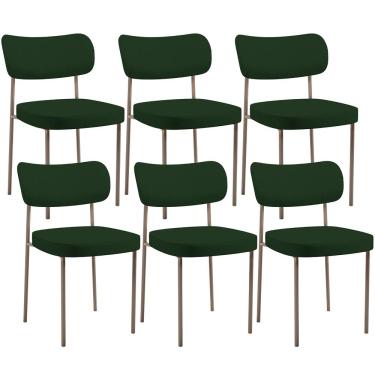 Imagem de Kit 06 Cadeiras Estofadas Para Sala De Jantar Melina Base Arena L02 Suede Verde Musgo - Lyam Decor