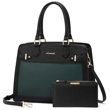 Imagem de LOVEVOOK Bolsas e bolsas para mulheres, bolsa de ombro bolsa preta e alça superior de couro PU para mulheres, Preto, verde, Large