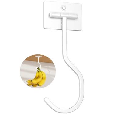 Imagem de bussdis Gancho de banana embaixo do armário: adesivo dobrável para cabide de banana, suporte de banana pendurado, colado, material premium, pode conter 20 bananas, branco