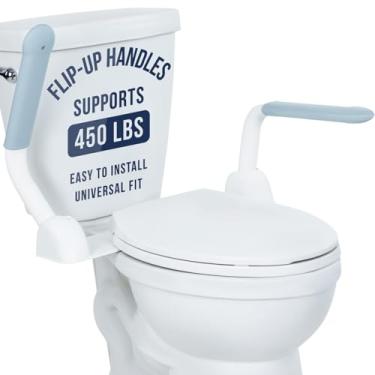 Imagem de Vive Trilho de segurança de vaso sanitário para idosos e deficientes – Alças de vaso sanitário dobráveis para ajudar idosos e deficientes (204 kg) - Barras de apoio para suporte (branca)