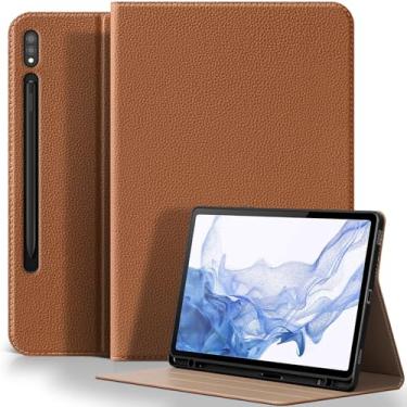 Imagem de XFYKJIN Capa protetora de couro de microfibra premium para Samsung Galaxy Tab S7/S8 de 11 polegadas com suporte para S Pen 2020/2022 (SM-X700/X706/T870/T875/T876)