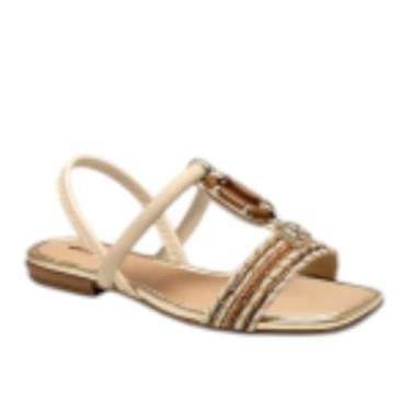 Imagem de Mississipi - Sandália Rasteira Feminina Mississipi Tiras Elásticas Com Trama MF302 - Branco off - 40