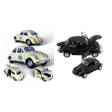 Imagem de KIT 2 Super Miniatura Carrinho De Ferro Fusca 1957 Herbie Abre 3 Porta