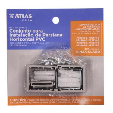 Imagem de Conjunto Instalação de Persiana Horizontal PVC Atlas, Cinza