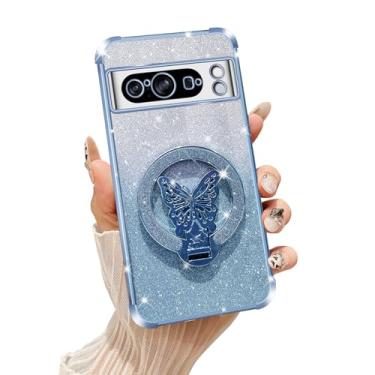 Imagem de Tesazxcn Capa para Google Pixel 8 Pro com suporte [compatível com Mag Safe], capa de celular para Google Pixel 8 Pro com alça de pulso à prova de choque, capa protetora com suporte para mulheres e