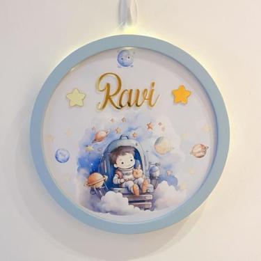 Imagem de Porta Maternidade Led Astronauta mdf e Espelho