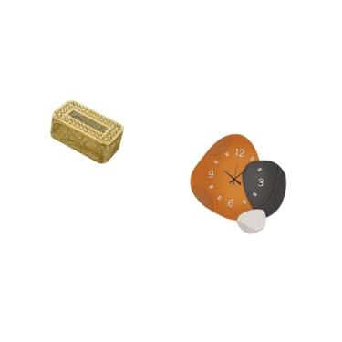 Imagem de Fenteer Relógio de Parede Moderno com Caixa de Lenços de Papel, Suporte Decorativo para Banheiro, Capa para Armazenamento de Papel Higiênico, Enfeite Artístic