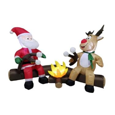 Imagem de IEUDNS Enfeite de decoração inflável de Natal, rena do Papai Noel assando na fogueira com luz para, gramado