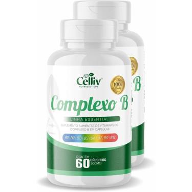 Imagem de Kit 02 Complexo B (B1, B2, B3, B5, B6, B7, B9, B12) 60 Caps de 500MG Celliv-Unissex