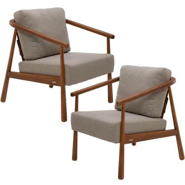 Imagem de Kit 02 Poltronas Decorativas Para Sala De Estar Living Emma L02 Bouclê Bege - Lyam Decor
