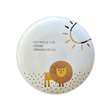 Imagem de Prato Decorativo Leãozinho - Ornamento de porcelana para decorações de parede de casa e quarto de bebê (com suporte)