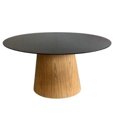 Imagem de Mesa de Jantar Cone Oval 120x80cm Tampo Base Madeira Preto