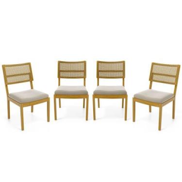 Imagem de Kit Com 4 Cadeiras Milena Madeira Maciça Assentos Estofados Encostos D