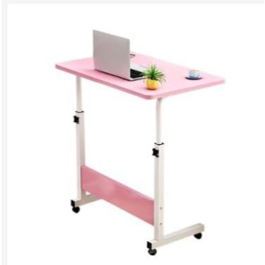Imagem de Mesa Ajustável Dobrável Multifuncional Mesa Lateral para Notebook e Cabeceira com Altura Regulável, Cor Preta(rosa)