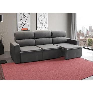 Imagem de Sofá 3 Lugares Retrátil e Reclinável Hanôver II Suede Grafite 210 cm