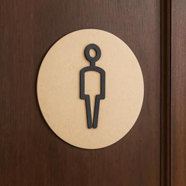 Imagem de Placas Decorativas de Sinalização Café Unissex Masculino Feminino Acessibilidade Redondo em MDF(Masculino)