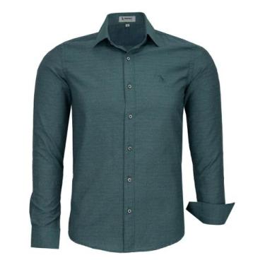 Imagem de Camisa Social Amil Masculina Slim Manga Longa Sem Bolso 1863, Militar,