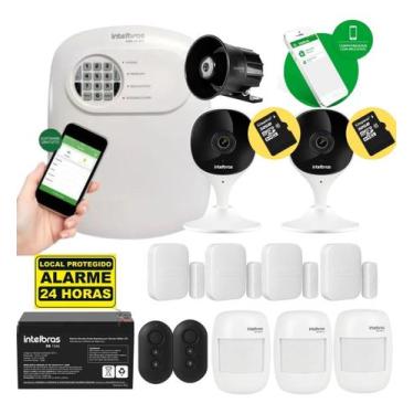 Imagem de Kit Alarme 7 Sensores Sf C/ 2 Câmeras Full Hd Wifi Intelbras