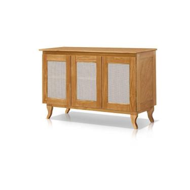 Imagem de Buffet Aparador Madeira e Tela Tipo Rathan Sintética 3 Portas Deltran Imbuia