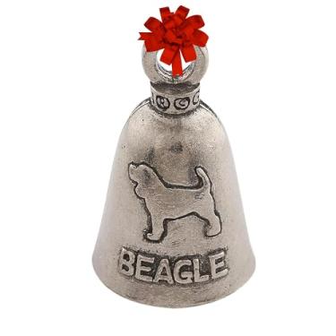 Imagem de Guardian Bell Sino da sorte para cães com chaveiro e bolsa de presente de veludo preto | Campainha de motocicleta | Estanho sem chumbo | Feito nos EUA, Beagle, 1.75"