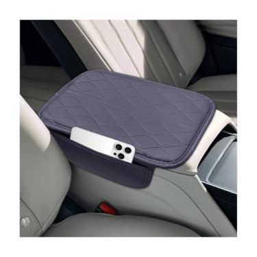Imagem de MTRPS Capa de console central de carro, protetor de couro impermeável para descanso de braço com 2 bolsas de armazenamento, almofada de apoio de braço para console central resistente ao desgaste e