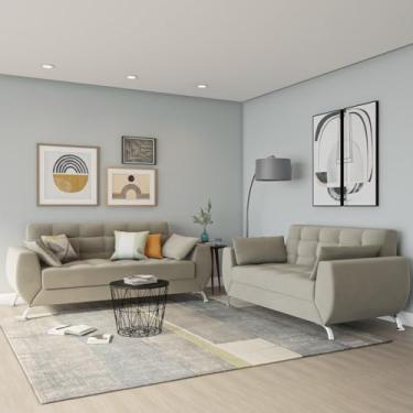 Imagem de Conjunto de Sofá 2 e 3 Lugares Larissa Suede Bege