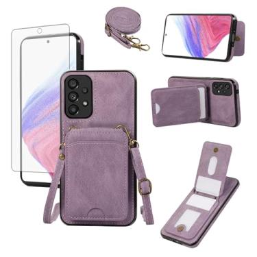 Imagem de Asuwish Capa de telefone para Samsung Galaxy A52/A52S 5G capa carteira com protetor de tela de vidro temperado e alça transversal de pulso de couro flip porta-cartões celular A 52 S 4G G5 52A S52 52S